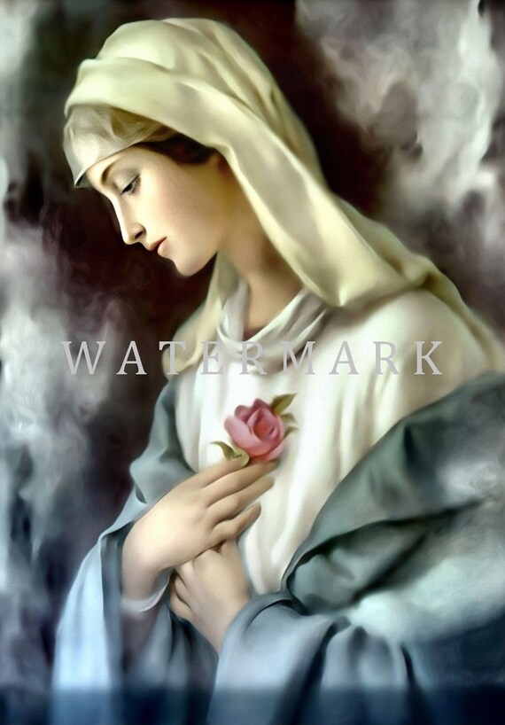 Custom DIGITAL DOWNLOAD Digital Oil Painting of Virgin Mary | Etsy