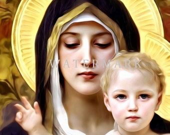 Custom DIGITAL DOWNLOAD Photo Painting of Mary, Queen of Angels