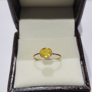 14k massief geelgouden natuurlijke ovale gele saffier kostbare edelsteenring