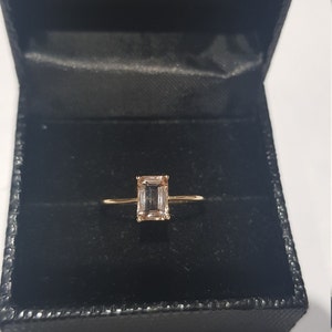 14k solider Gelbgold natürlicher Smaragd geschnittener rechteckiger Morganit Edelsteinring