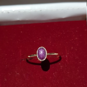 14k solid yellow gold natural 6x4mm oval shaped star ruby star of India gemstone ring