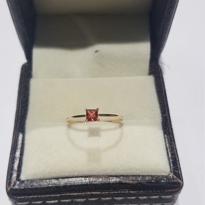 14k solid yellow gold natural AAA quality square princess cut shaped orange sapphire precious gemstone ring