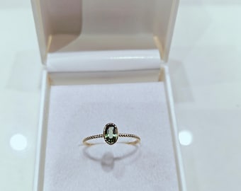 14k solid yellow gold natural AAA Quality oval shaped green sapphire precious Gemstone Ring