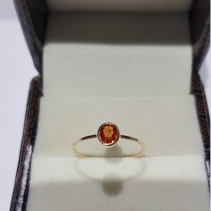 14k solid yellow gold natural oval shaped 5x4 mm orange sapphire precious gemstone ring