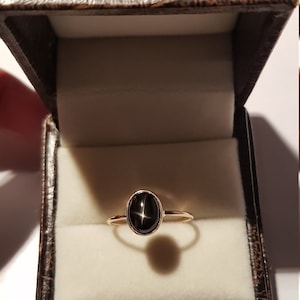 Black Star Ring / 14k Gold Black Star Ring / Dainty Black Star Ring / Stackable Black Star Ring / Ring For Her / Gift For Her /