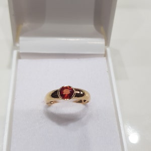 14k solid yellow gold natural AAA quality a kind of unique oval shaped orange sapphire precious gemstone ring