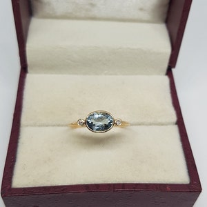 Aquamarine Ring / 14k Gold Aquamarine Ring / Diamond Aquamarine Ring / March Birthstone Ring / Dainty Aquamarine Ring/ Stackable Aquamarine