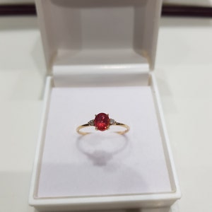 14k Solid Yellow Gold Natural AAA Quality Oval Shaped Orange Sapphire Gemstone And Natural Round Brilliant Cut Diamonds Gemstones Ring