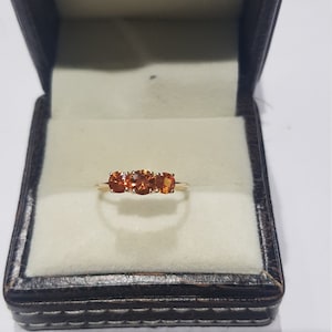 14k solid yellow gold natural AAA extraordinary quality round brilliant cut shaped orange sapphire precious gemstone ring