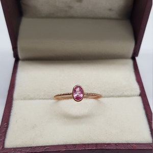 14k solid rose gold natural oval shaped pink sapphire precious gemstone ring