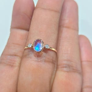 14Kゴールド ムーンストーンリング（ダイヤモンド付き）6月の誕生石