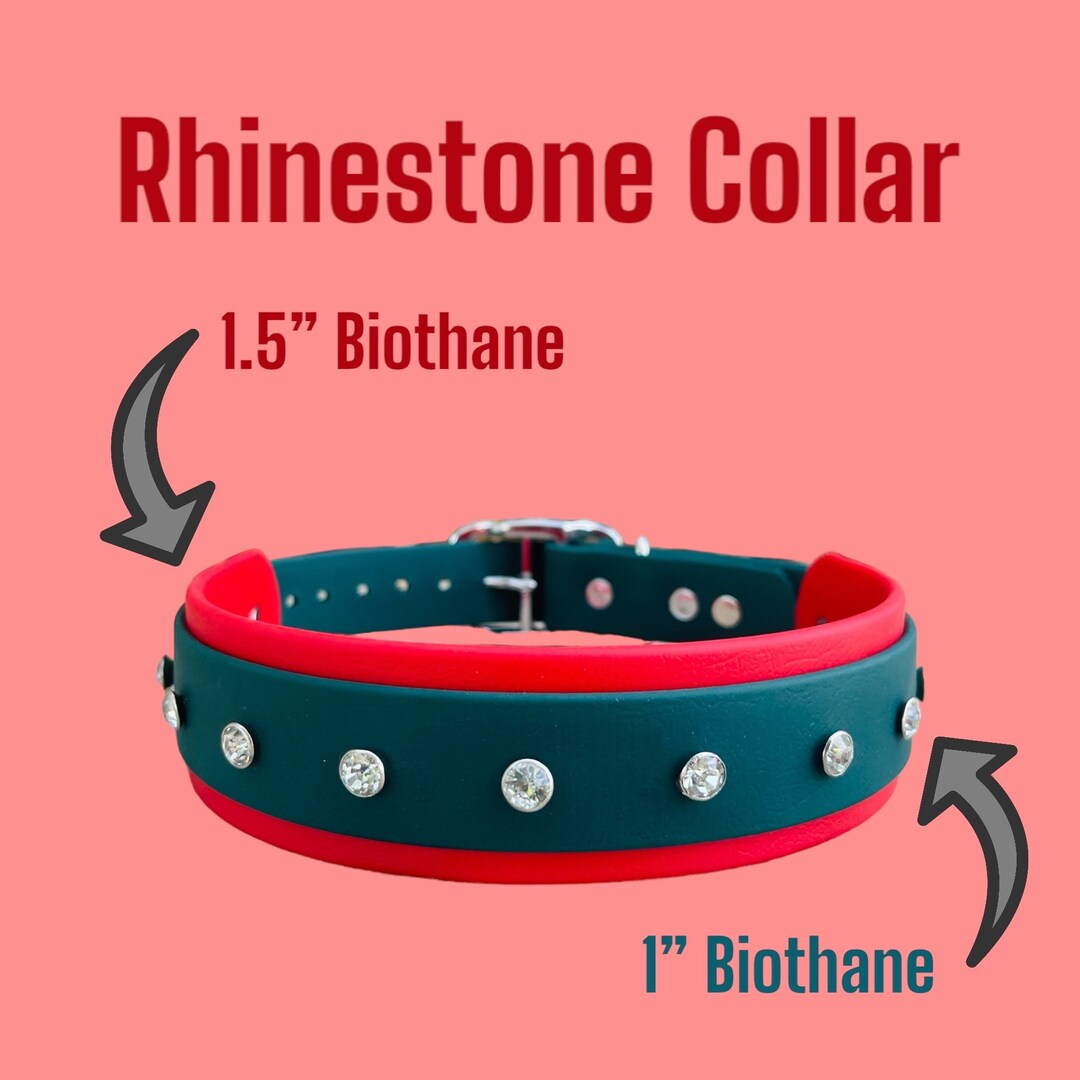 1.5 Layered Rhinestone Dog Collar Two Toned Collar Vegan Leather