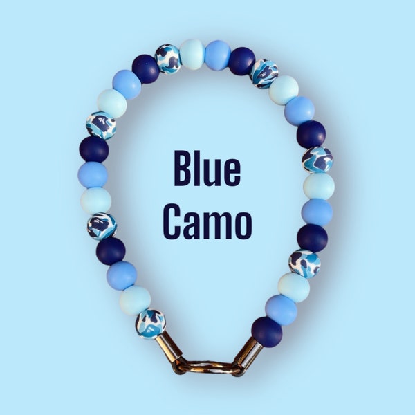 Blue Camo | Dog Collar | Beaded Dog Collar