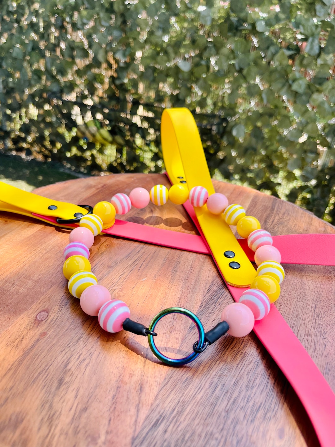 The Daisy Beaded Dog Collar Bead Dog Collar Acrylic Bead Etsy