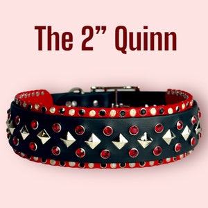 2” The Quinn | Two Toned Collar  | Vegan leather |  Adjustable | Colourful Spike Collar