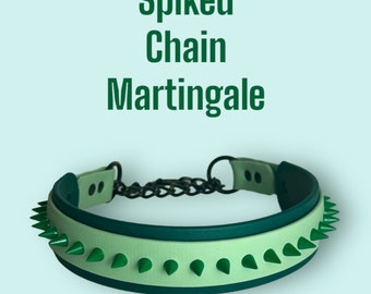 Spiked Layered Biothane Matingale Collar l Biothane Martingale  | 1 inch collar | Vegan Leather