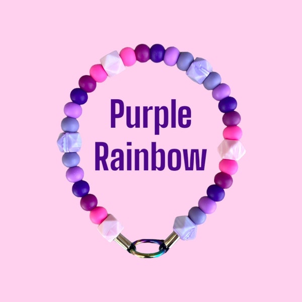 Purple Rainbow Silicone Bead Dog Collar