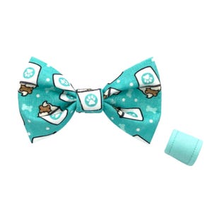 Puppuccino [in Mint] Boy Dog Bow Tie, Dog Neckwear, Dog Gifts, Pup Cup Dog Bow Ties, Mint Green Dog Bow Tie, Fun Dog Bow Tie, Dog Supplies