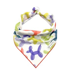 Birthday Balloons Dog Bandana:  Pet Neckwear, Tie-On or Collar Slip-On, Pet Party Attire, Personalizable