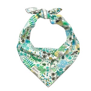 Lizard Love Dog Bandana: Green Reptile Print, Tie-On or Collar Slip-On, Pet Neckwear, Personalizable