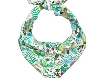Lizard Love Dog Bandana: Green Reptile Print, Tie-On or Collar Slip-On, Custom Pet Neckwear, Personalizable, Dog Lover Gifts