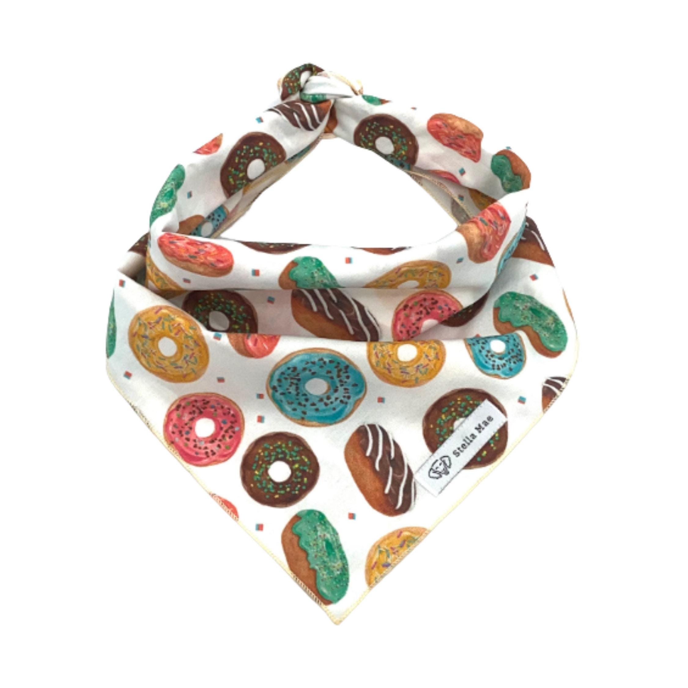 Donuts Dog Bandana Pet Neckwear, Tie-On Or Collar Slip-On, National Donut Day, Personalizable