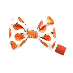 Pumpkin Patch Girl Dog Bow: Watercolor Cotton Fall Dog Collar Accessory