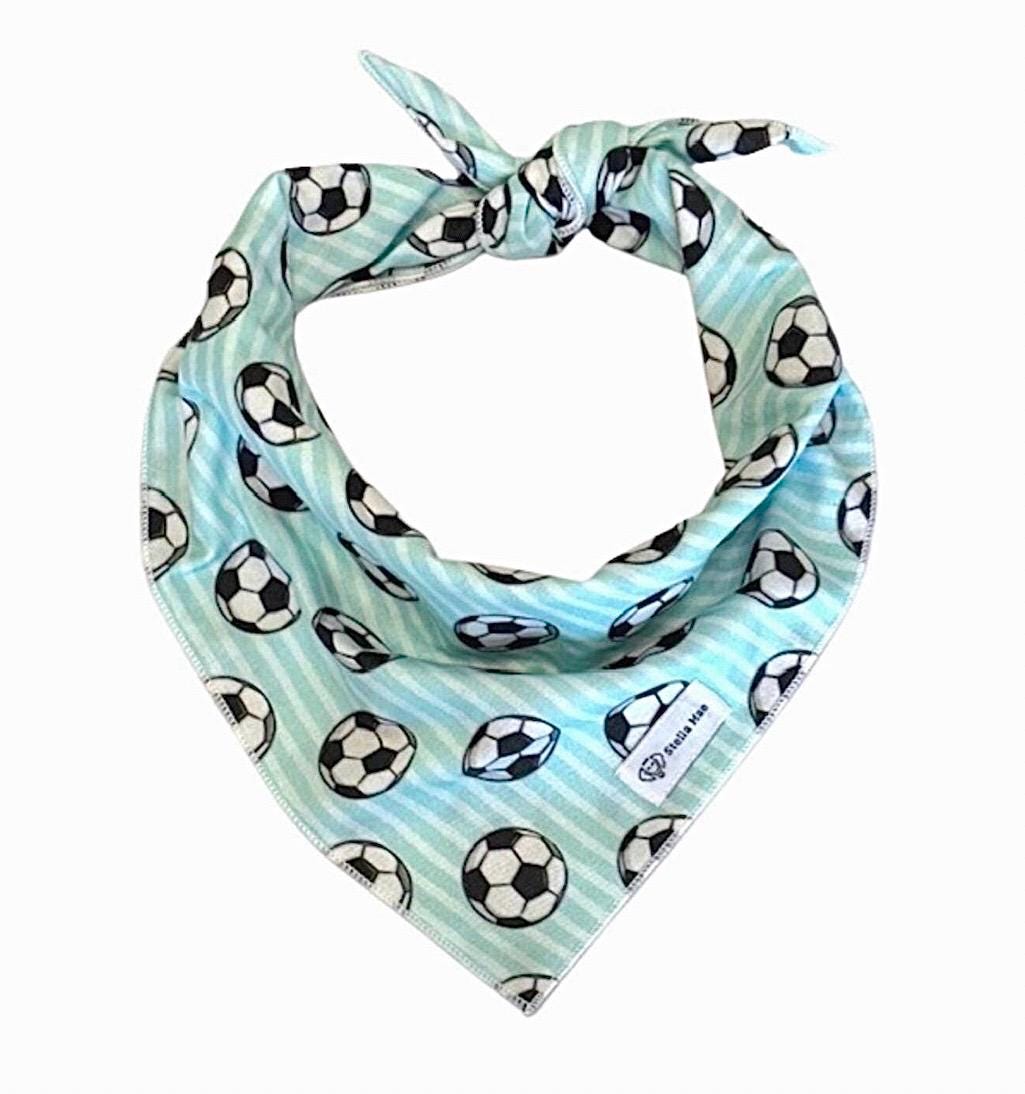 Soccer Dog Bandana Sports Theme, Pet Neckwear, Tie-On Or Collar Slip-On, Option For Personalization