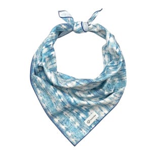 Blue Tie Dye Dog Bandana: Rustic Cotton Pet Neckwear, Tie-On or Slip-On
