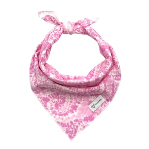 Pink Tie Dye Dog Bandana, Pink Swirl Tie Dye Dog Bandana, Spring and Summer Dog Bandana, Personalized Tie On Bandana, Dog Collar Bandana