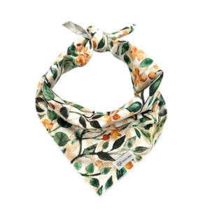 Orange Blooms Dog Bandana: Floral Pet Neckwear, Personalized Option