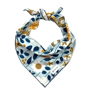 Blue Garden Floral Dog Bandana: Spring/Summer, Personalized, Tie-On or Slip-On