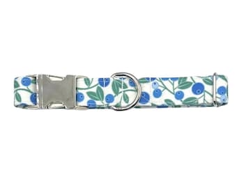 Blueberries Dog Collar:  Fruit Pet Neckwear, Option for Personalization