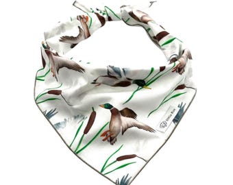 Mallard Duck Dog Bandana: Pet Neckwear for Bird Lovers, Tie-On or Collar Slip-On Styles