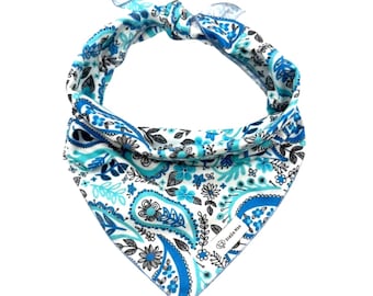 Blue Paisley Dog Bandana: Custom Pet Accessory,