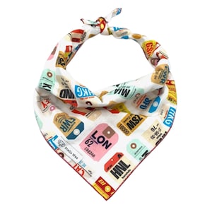 Travel Dog Bandana, Let’s Travel Dog Bandana, Luggage Tags Dog Bandana, Vacation Dog Bandana, Jet-setting Pooches Dog Bandana, Personalized
