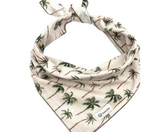 Palm Trees Dog Bandana: Tropical Trees Pet Neckwear, Tie-On or Collar Slip-On, Personalizable