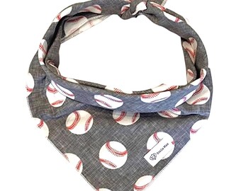 Baseball Dog Bandana: Pet Neckwear, Tie-On or Collar Slip-On, Option for Personalization