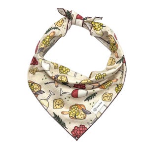 Wine and Cheese Dog Bandana, Wine Tasting Dog Bandana, Vineyard Dog Bandana, Pet Bandana for Wine Lovers, Pet Neckwear, Personalized Gifts