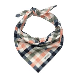 Plaid Dog Bandana: 100% Cotton, Tie-On or Collar Slip-On