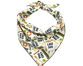 Lake Dog Pup Bandana:  Canoe Dog Bandana, Lake Life Pet Accessory