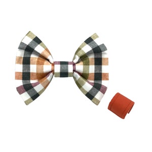 Fall Plaid Girl Dog Bow: Handmade Cotton Collar Accessory