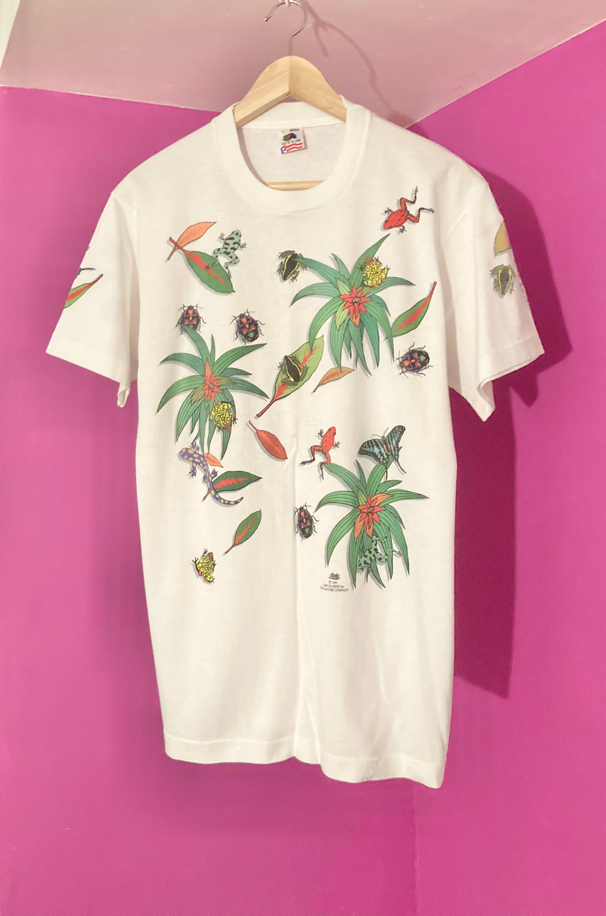L/G Dan Gilbert the Nature Company Vintage 90s Bugs / Insects T 