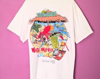 XL/TG Margaritaville Playa Del Carmen Double-Sided Vintage 90s Jimmy Buffett T-Shirt