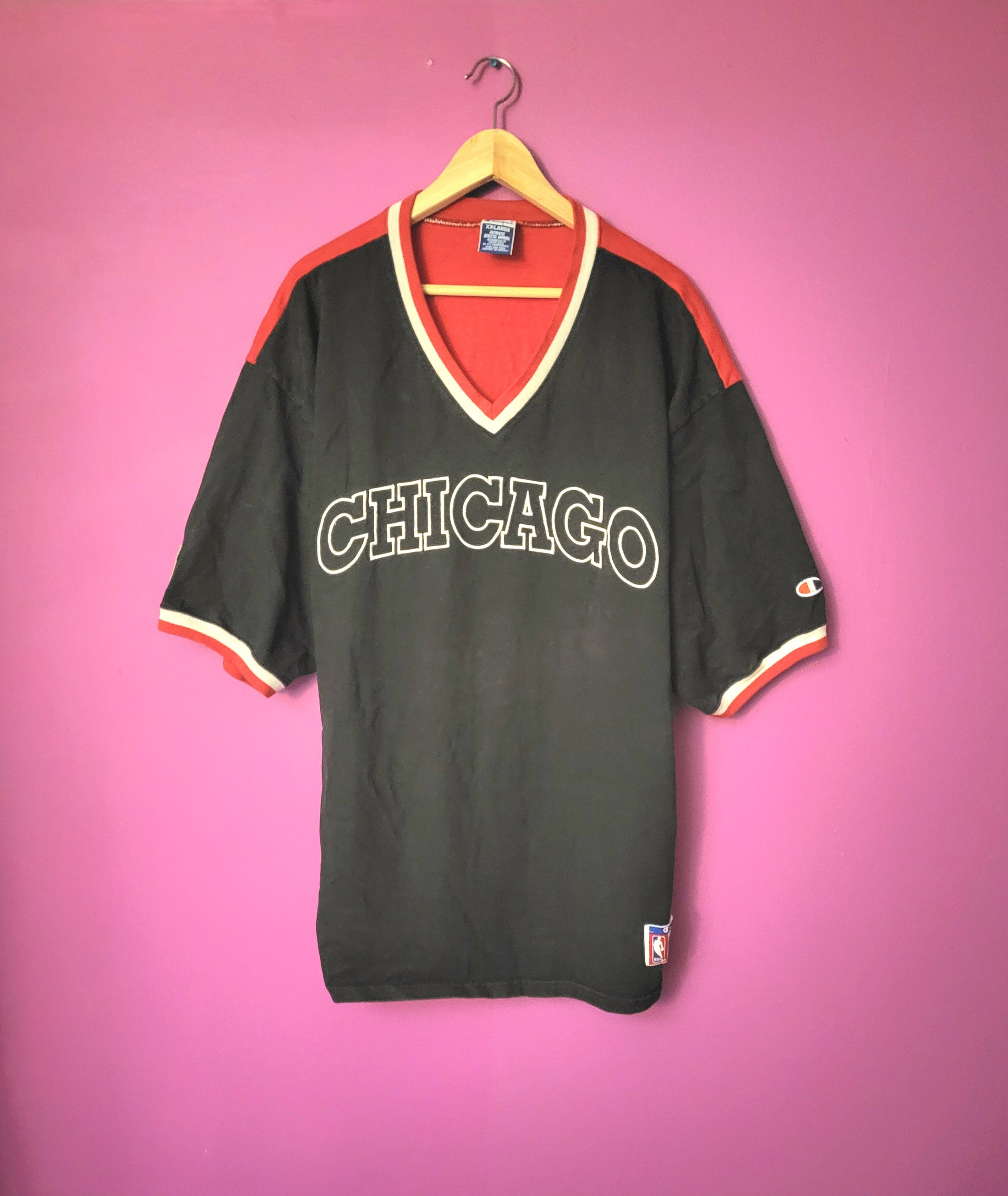 champion 90s シカゴブルズ　シューティングシャツ　XL Vintage 90s Champion Chicago Bulls NBA Official Shooting