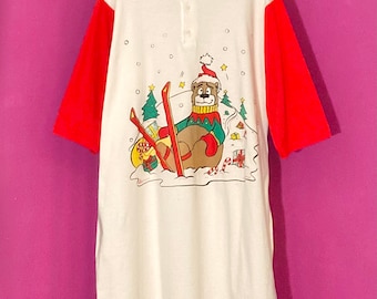 King Size Vintage Christmas Bear Night Gown