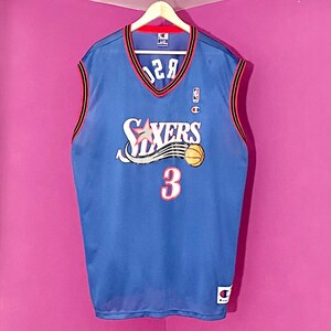 Original 90s Allen Iverson 76ers Champion Jersey Adult SMALL