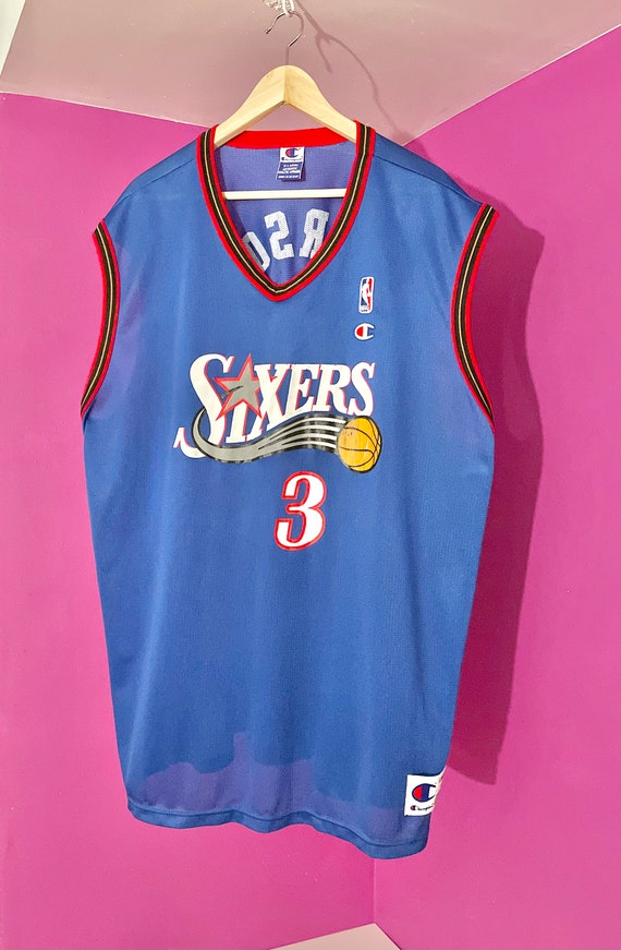 90s Allen Iverson 76ers Blue Champion Jersey - 5 Star Vintage