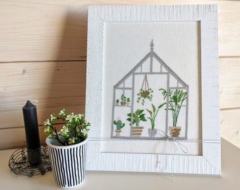 NEW*Cross stitch picture greenhouse*hand embroidered*Dahlbeck*Summer decoration*Mother's Day gift*Spring decoration*