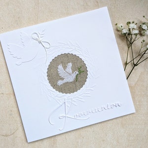 NEU**Glückwunschkarte zur Kommunion/Konfirmation*Klappkarte*handgestickt*Kreuzstichkarte*Geschenkarte*Konfirmationskarte*Karte mit Umschlag